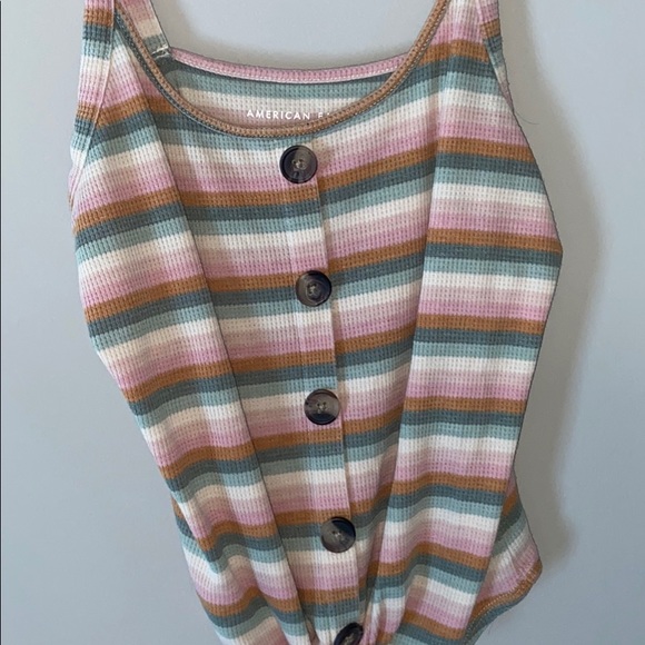 Striped Button Up Tank Top - Picture 2 of 2